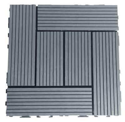 Le gris a poncé le Decking de verrouillage extérieur balayé par tuile de plate-forme de WPC 300x300