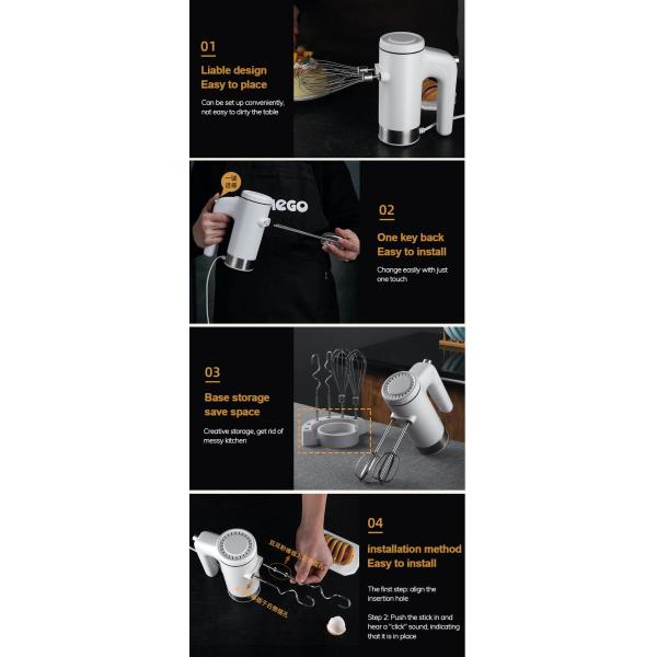 Electric Egg Beater With Stand ABS Stainless Steel