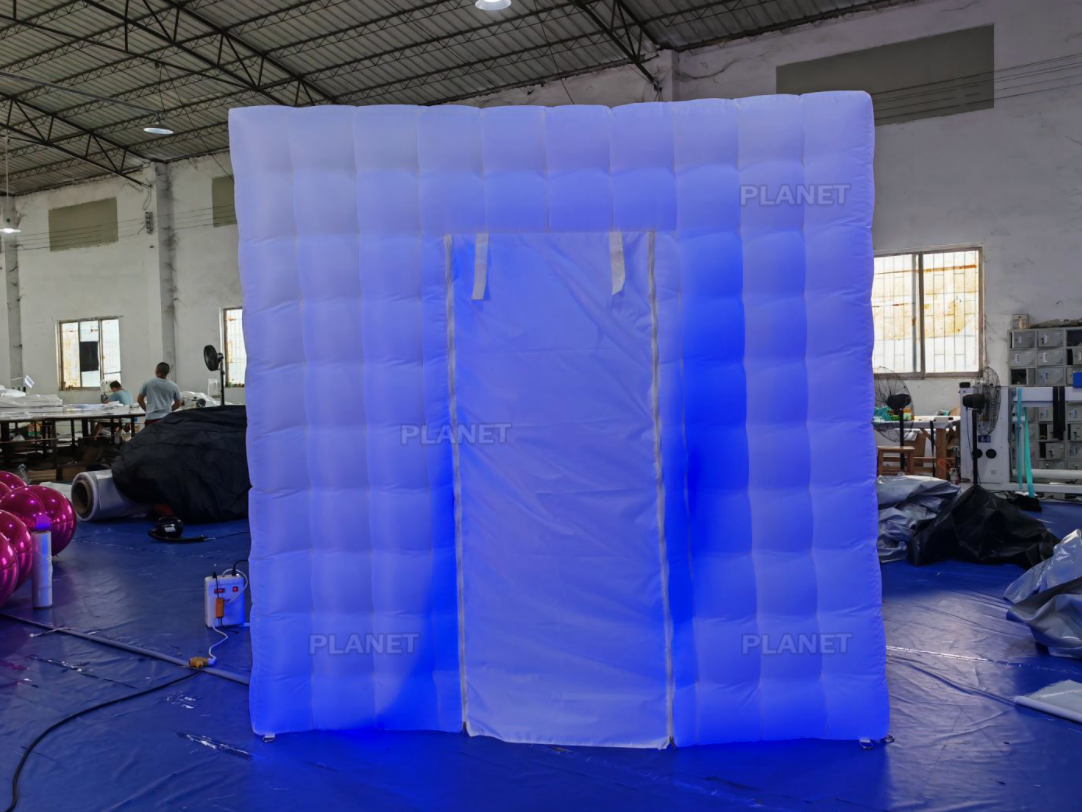 Enclosure Party Backdrop Decoration Colorful LED Lightning Cube 360 Inflatable Photo Booth Tent