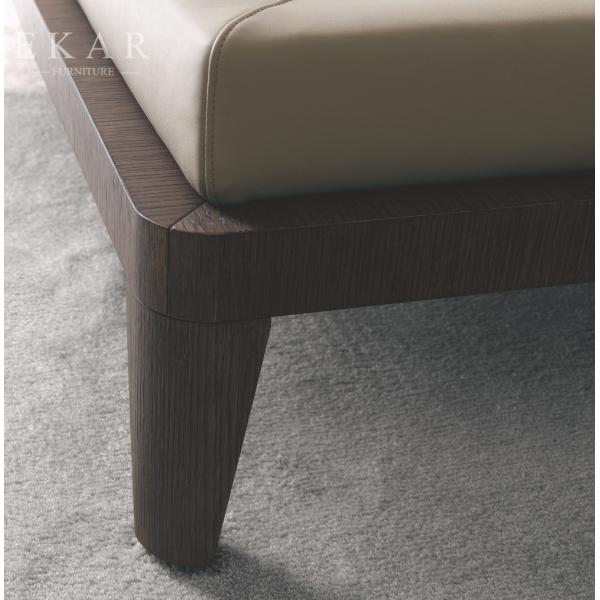 New Model Genuine Leather Simple Design Wooden Bed ZZ-BD011