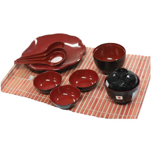 Повторно используйте наборы Dinnerware меламина покрывает ложки чашек шаров для обедающего