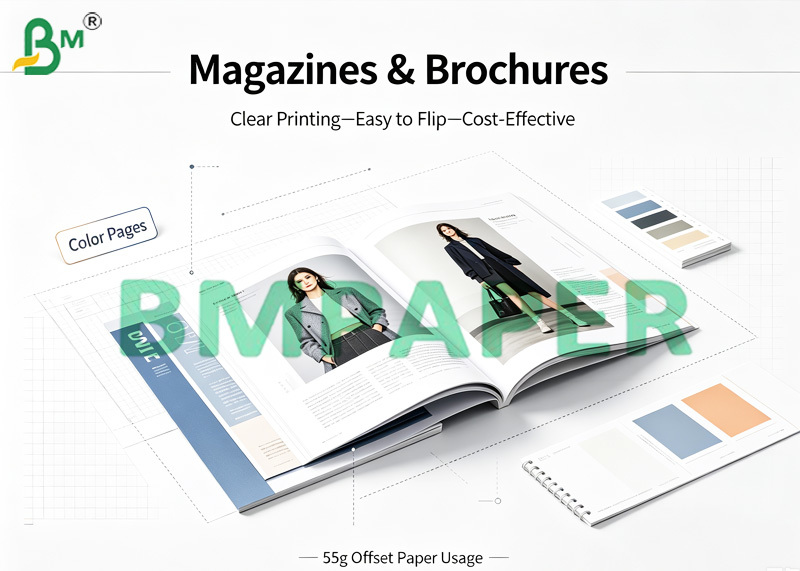 High Whiteness 55g Offset Printing Paper For Printing Book Inner Pages