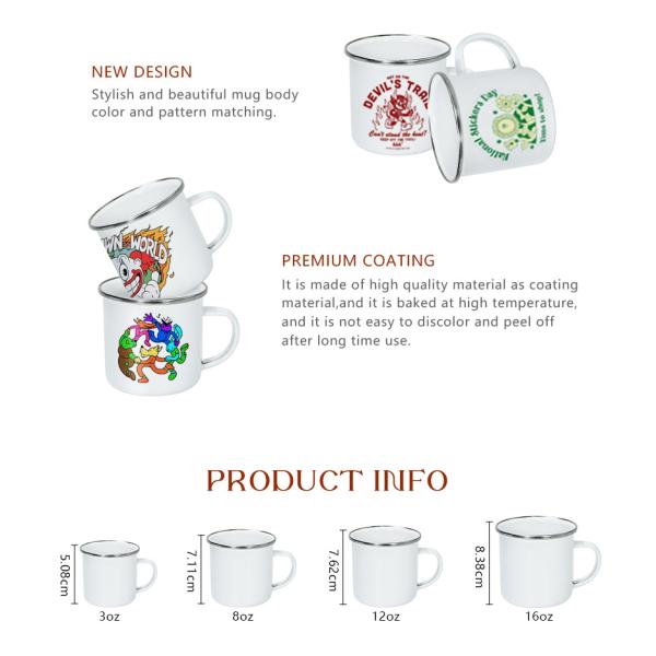 Кофейные чашки 30g эмали кружки 12oz питьевой воды сублимации пустые винтажные