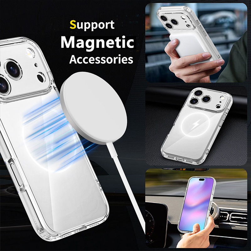 Laudtec Precision Cut Anti-Scratch Hard PC Back Clear Magnetic Phone Case for iPhone 18 17 16 Pro Max Built-in 12N Strong Magnet
