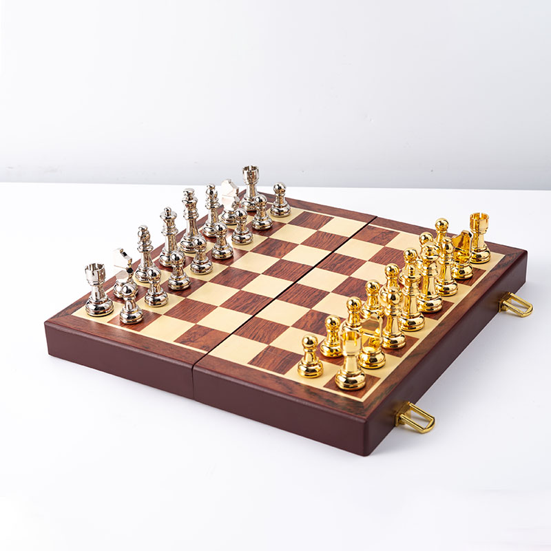 Portable Metal Chess Set with Durable Aluminum Alloy and Foldable Design for Travel and Home Entertainment