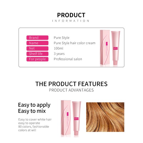 Natural Herbal Hair Color Cream Professional Salon Hair Dye Low Ammonia Protein Care Philippine