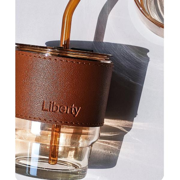 кожаная стеклянная бутылка с водой 450ml со стеклянной соломой