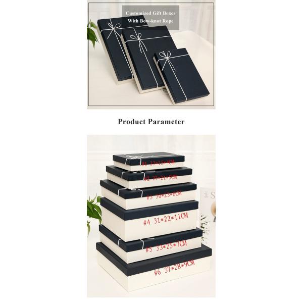 Special Texture Paper Multifunctional Lid And Base Gift Box With Rope Ribbon
