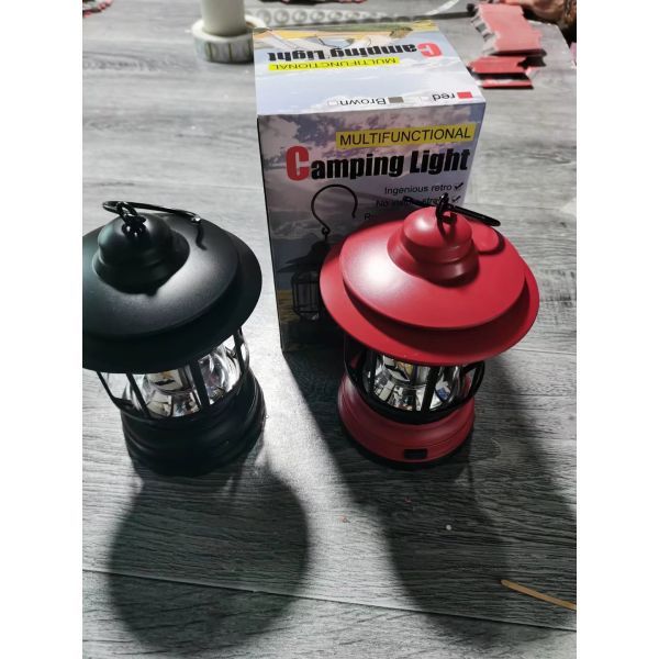 2024 Hot Selling Outdoor Camping Tent Lamp Multifunctional Retro Hanging Horse Lamp Cob Emergency Dry Battery Portable Lamp