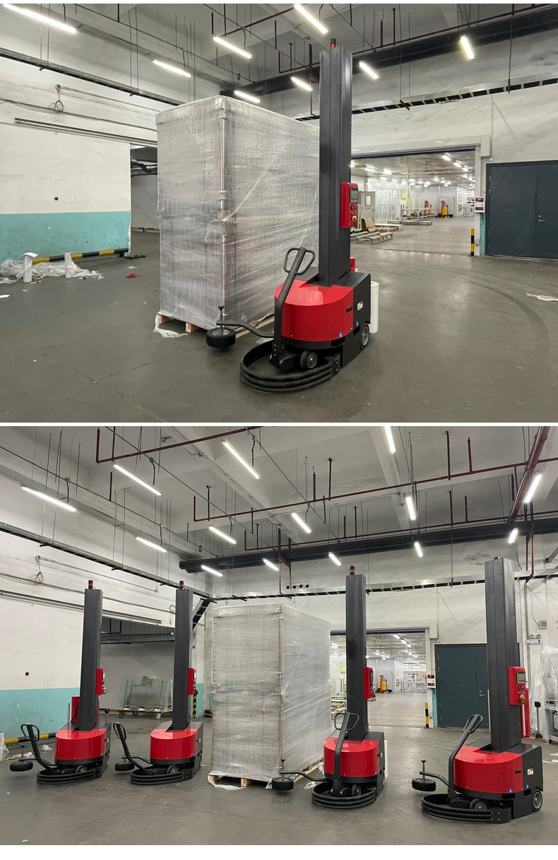 Electric PLC-controlled Auto-induction Self-propelled Intelligent Mobile Stretch Film Pallet Wrapping Machine for Food Beverage