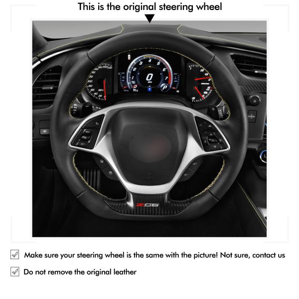 Hand Stitching Leather Suede Steering Wheel Cover for Chevrolet Corvette C7 2015 2016 2017 2018 2019 2020
