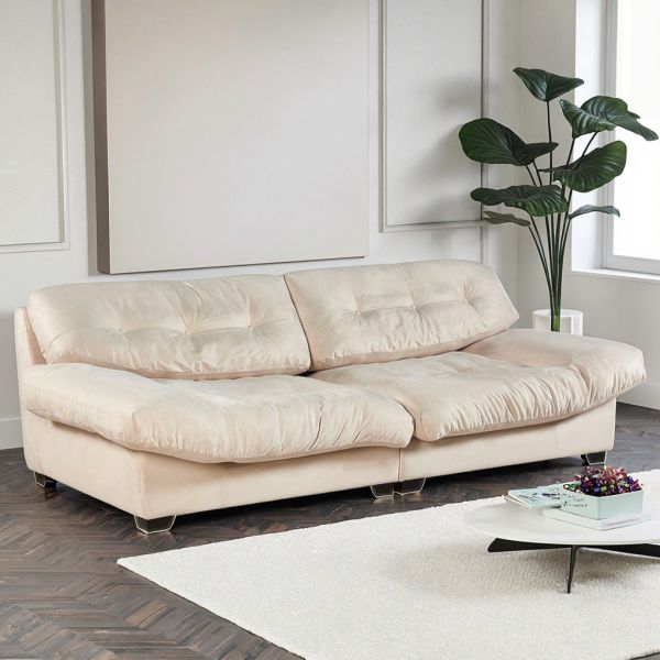 Customizable Luxury Cream Velvet 2-Seater Modular Sectional Sofa Set French White Nordic Design for Villas Living Room