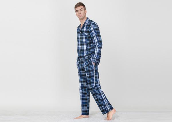 Classic Mens Luxury Sleepwear Woven Cotton Brushed Twill Reverse Collar Shirt
