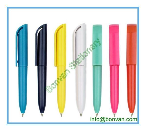 mini twist short plastic ball pen, low price item for hotel writing