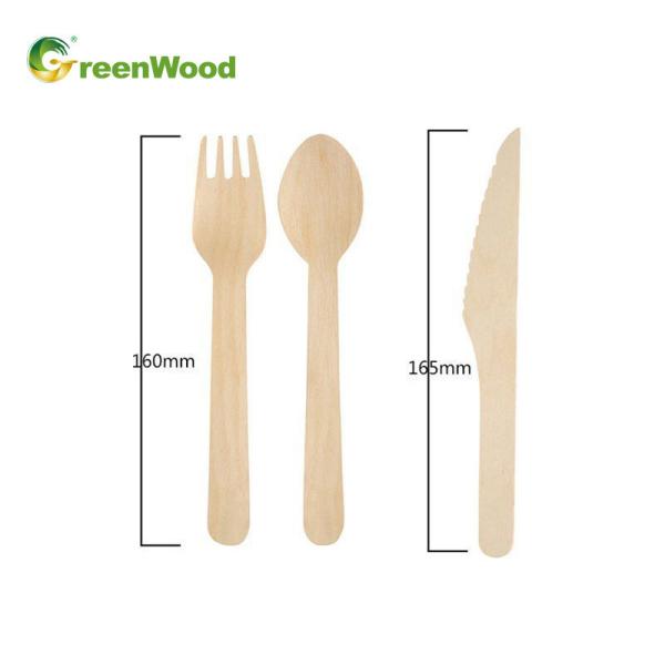 Different Size Eco-Friendly Food-Contacting Grade Biodegradable Wooden Fork Knife Spoon