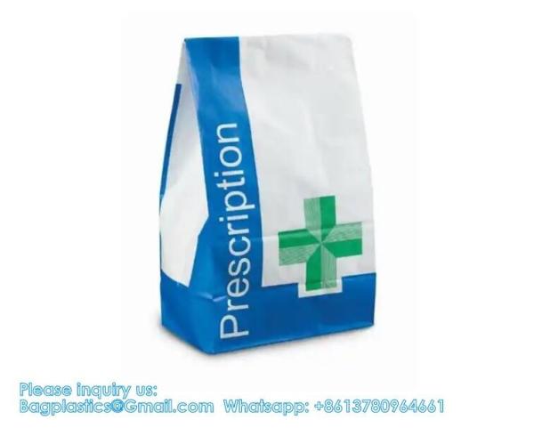 Pharmacy Bag, Prescription Bag 8 x 5 x 17”Pharmacy Paper Bag  Medicine Container, Medication Pack