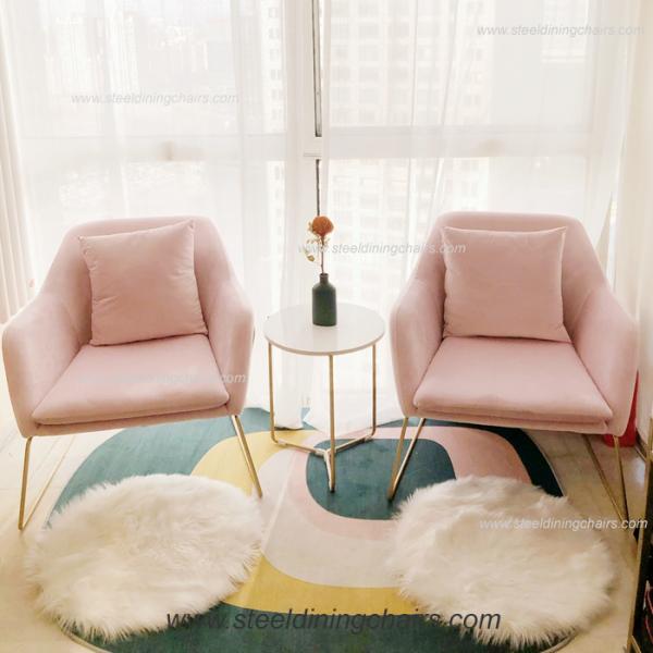 Living Room Velvet Covers Leisure Stainless Steel Single Seater Couch