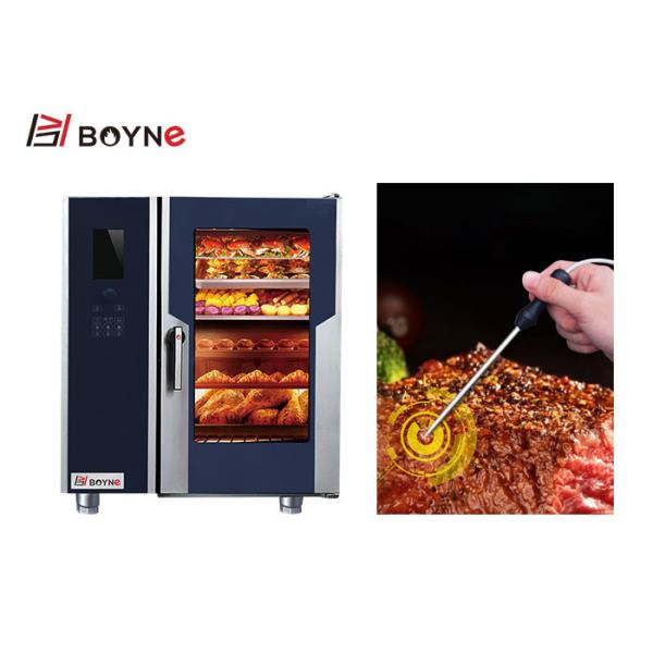 Food Commercial Kitchen Cooking Equipment Gas Type LCD Six Trays Combi Oven