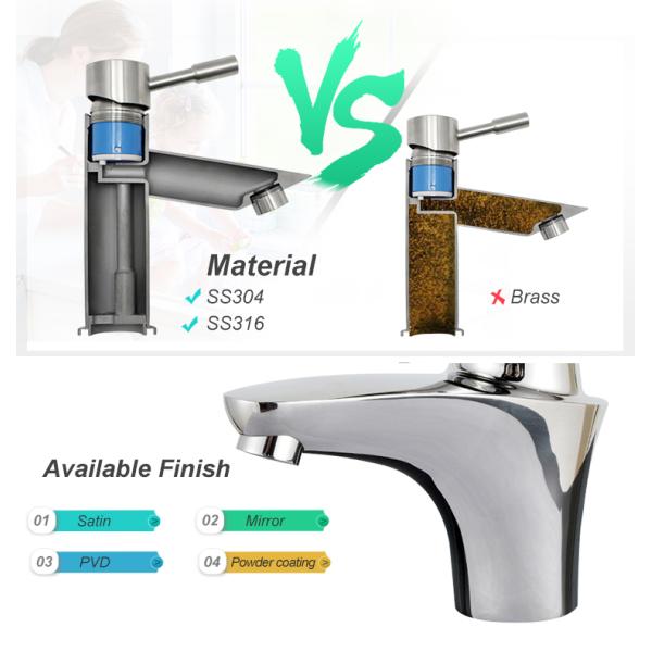 Top Mounted Bathroom 304 Stainless Basin Mixer Faucet