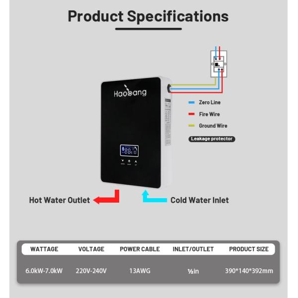 Tankless Electric Water Heater Instant Shower Heater 6000W