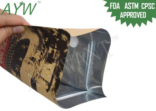 Fresh Roasted Coffee Kraft Paper Zipper Bags 500g For Crema Espresso Beans