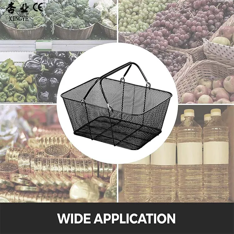 Черный супермаркет Торговая корзина на заказ логотип Стальная ручная корзина