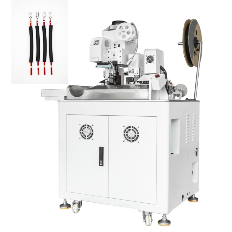 Automatic Wire Crimping Machine with Tube Insertion -One Side Crimp+Other Side Strip Heat Shrink/Fiberglass Tube