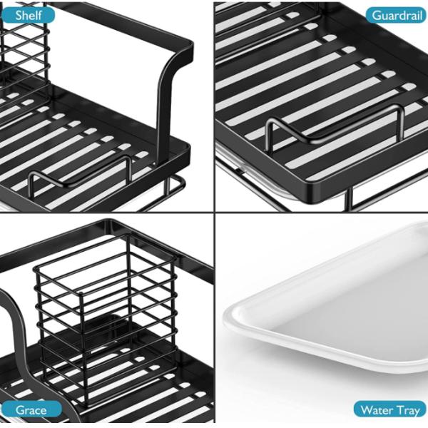 Sink Caddy Organizer Stainless Steel with Removable Drain Pan for Sponge