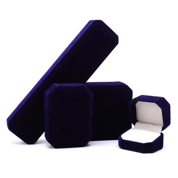 elegant handmade black Octagonal Velvet Jewelry Box for Necklace Earrings Bracelet Ring