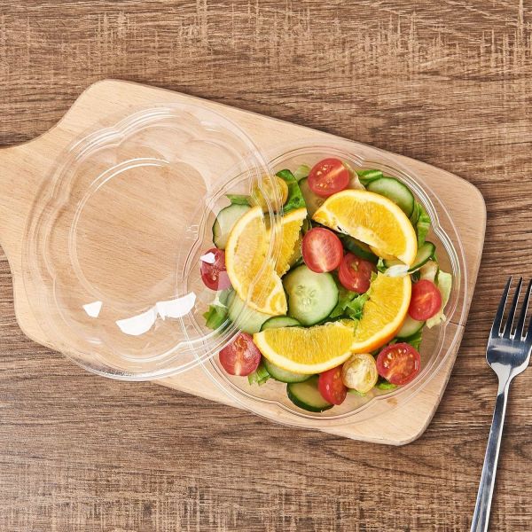 Disposable Clear PET Takeout Fruits Acai Salad Bowls with Lids