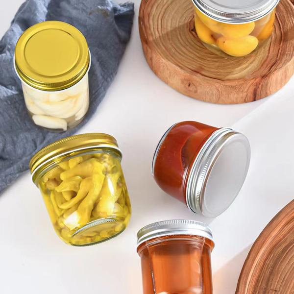 Настраиваемая прозрачная стеклянная банка для хранения, стеклянная бутылка для соуса из икры, стеклянная бутылка с алюминиевой крышкой, запечатанная банка