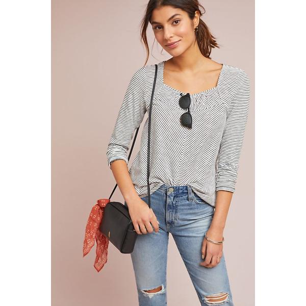 Рукава шеи женщин блузка квадратного длинного тонкая с Стрипед