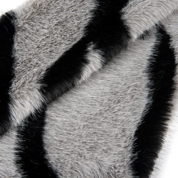 Женские жилеты длинные из фальшивой меховой ткани с полосовой печатью и плюшем в тканевой шерсти