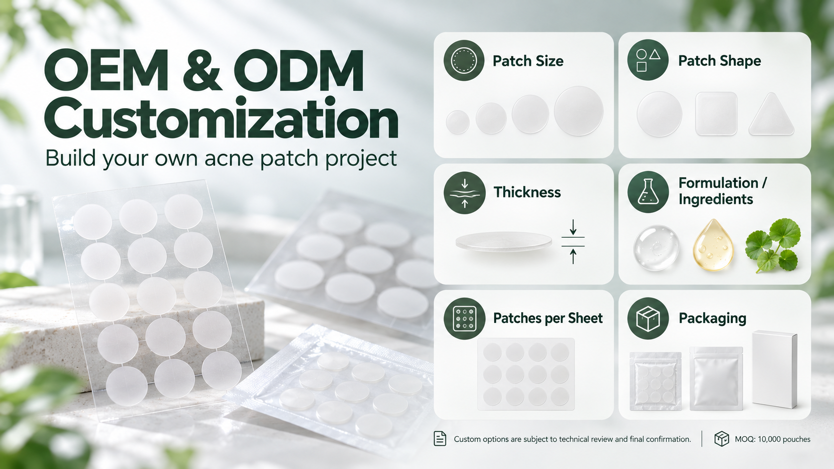 0.15 mm Ultra-Thin Hydrocolloid Acne Patch OEM Manufacturer Hydrocolloid Patch for Skincare Brands