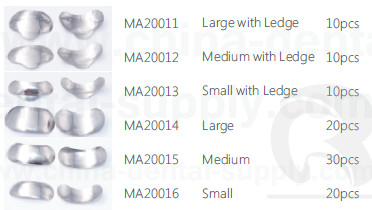 Stainless Steel Dental Matrix System , Six Size Sectional Contoured Matrices in Bulk