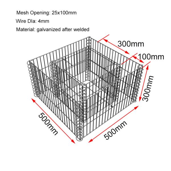 25x100mm Hole Flower Bed Welded Mesh Gabion 1.5m Height