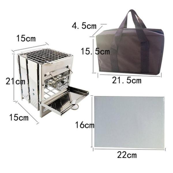 Stainless Steel Folding Barbecue Stove, Portable Fixed Firewood Stove, Barbecue Rack, Picnic Stove, Heating Stove