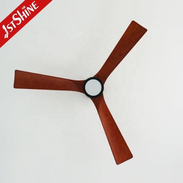 Ventilador de teto moderno de madeira natural LED de 3 lâminas com 5 velocidades