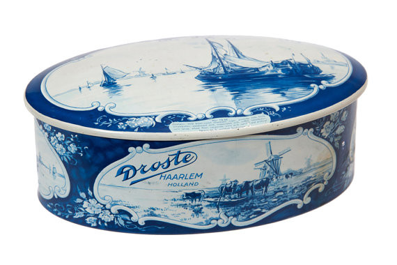 Custom Logo Printed Metal Tin Box For Cookies , Oval Storage Containers