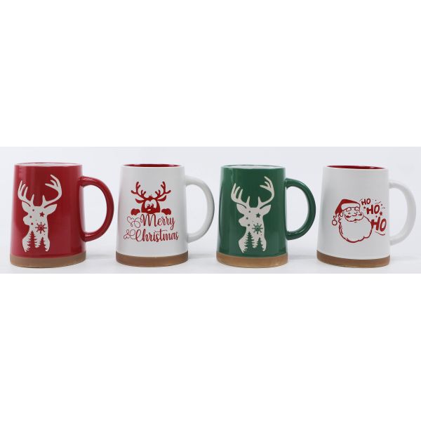 Vintage Christmas Festive Porcelain Mugs Set
