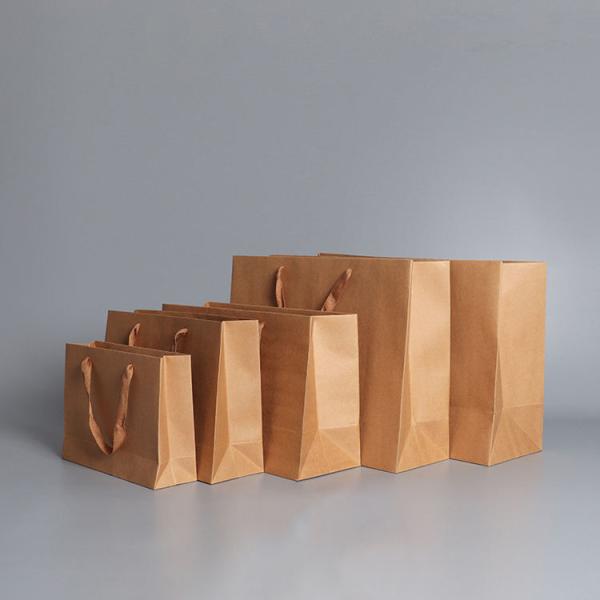 Industrial Surface Packaging Custom Logo Print Wholesale Grocery White Brown Kraft Paper Gift Bag with Handle