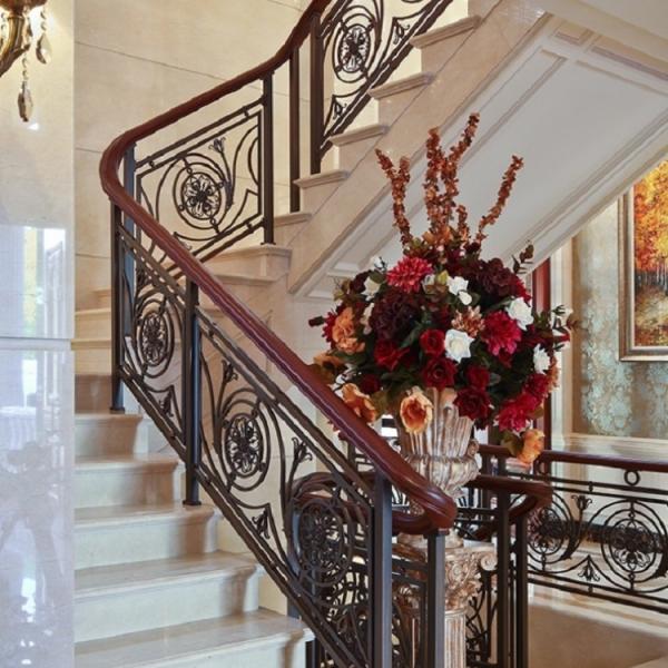 3D Design Metal Stair Railing Black And Gold Luxury Decoration