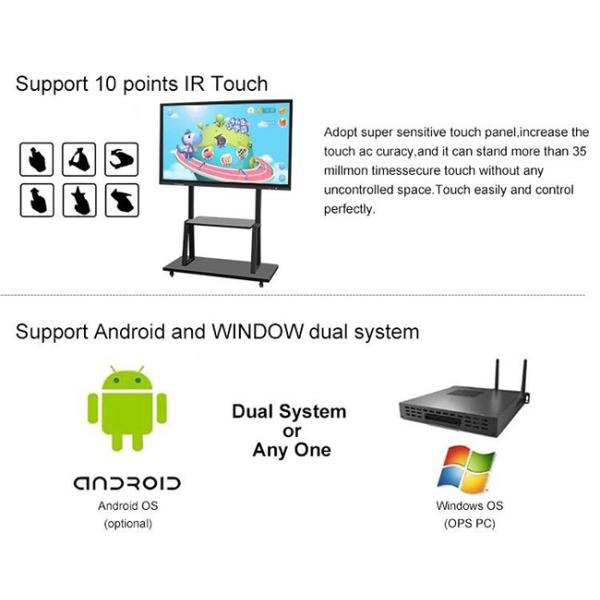 65 Inch Conference Intelligent Board Interactive Mobile Whiteboard For School Education