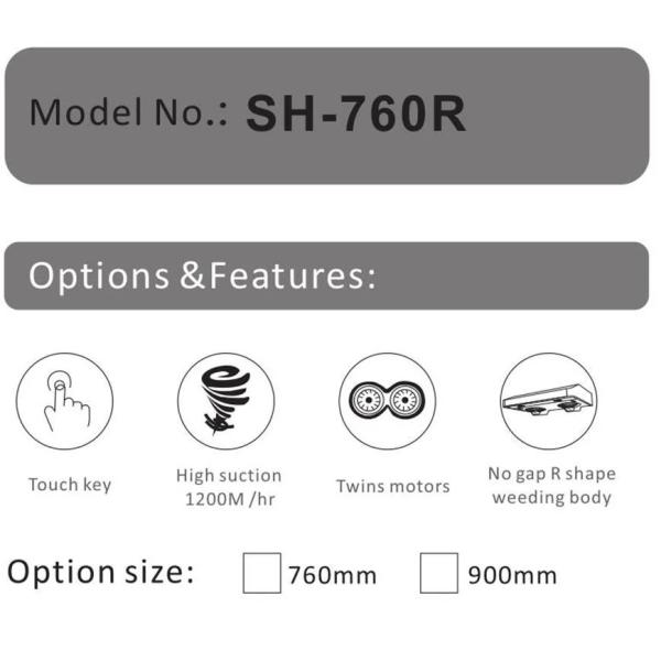 Gama ultra fina Hood Stainless Steel de la pantalla táctil del negro de la cocina