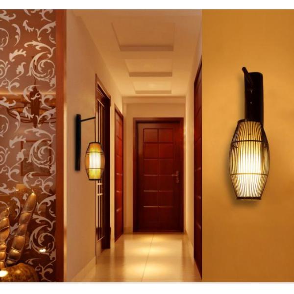 Chinese retro solid wood wall lamp - Hotel Bamboo corridor lamp -antique bamboo lantern wall lamp