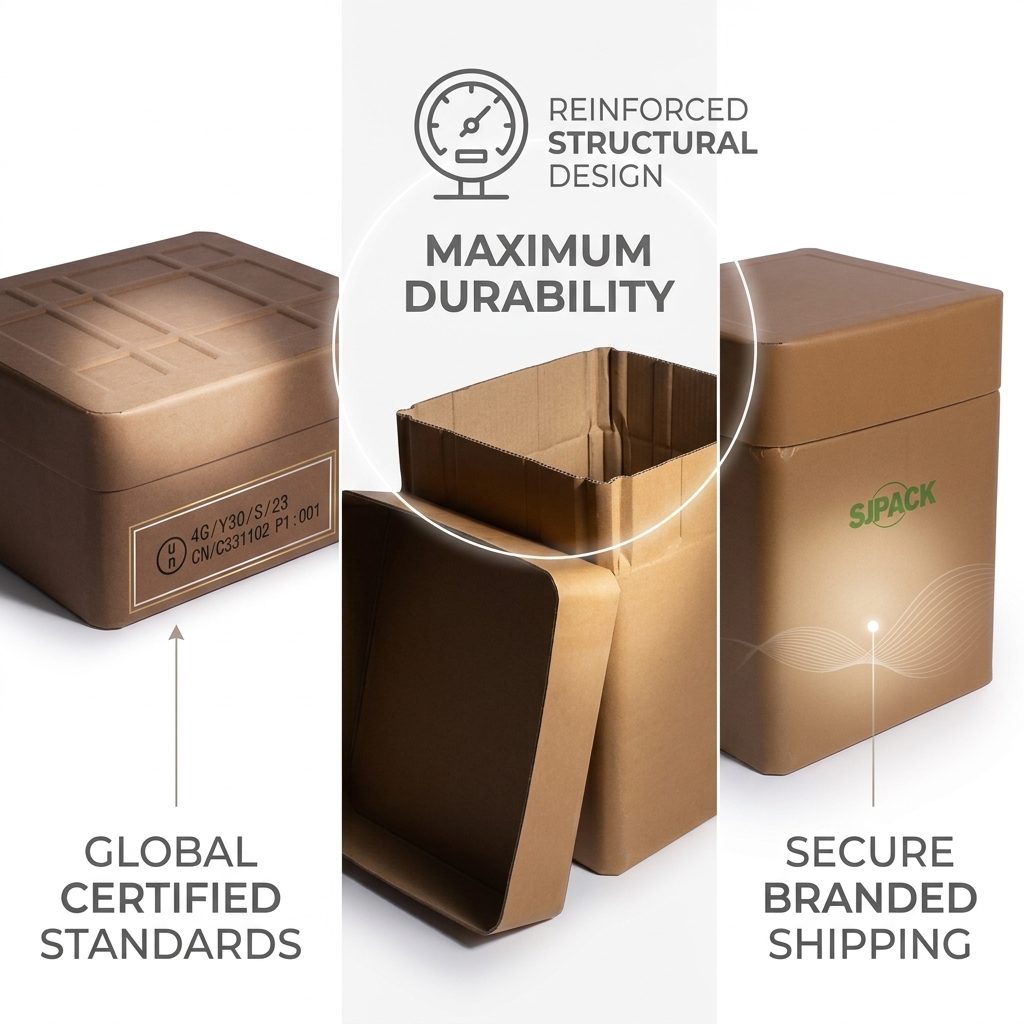 Eco-Friendly Recyclable 21 Gallon Square Fiber Drum Stackable Heavy Duty Kraft Paper Bulk Storage Container