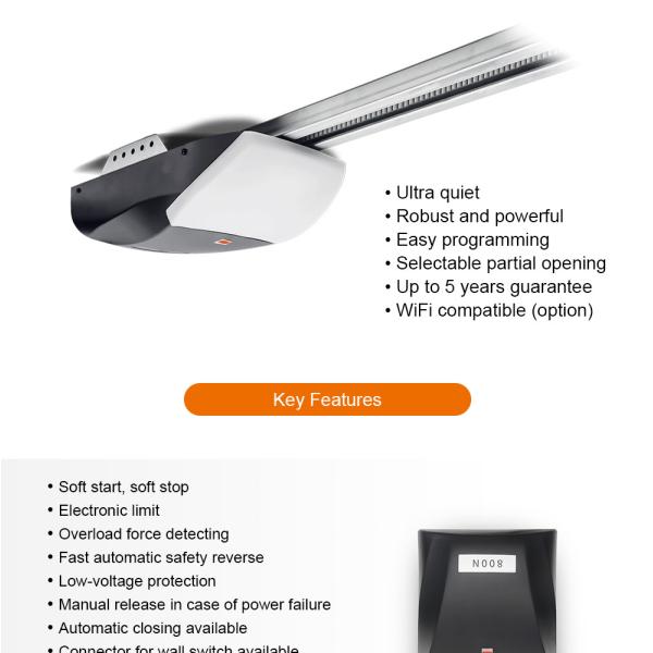 Сверхмощный консервооткрыватель двери 1200N 260W секционный, консервооткрыватель двери гаража DC