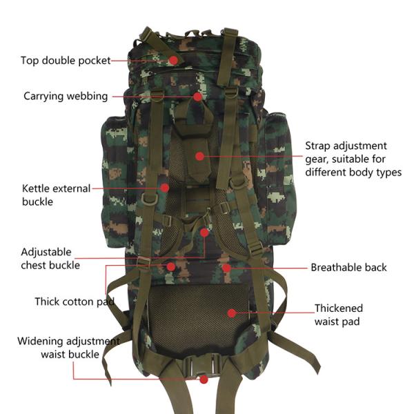 Big Outdoor Tactical Bag / Camouflage Army Military Travel Backpack Oxford With Rain Cover