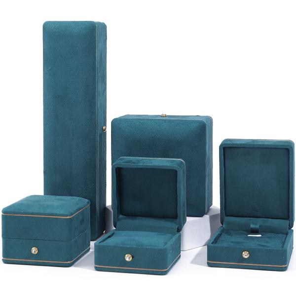 Wholesale manufacturing Luxury Jewellery Box Personalized Custom high quality Necklace Bracelet Earrings Ring jewelry set Packaging Velvet blue Jewelry Box with logo