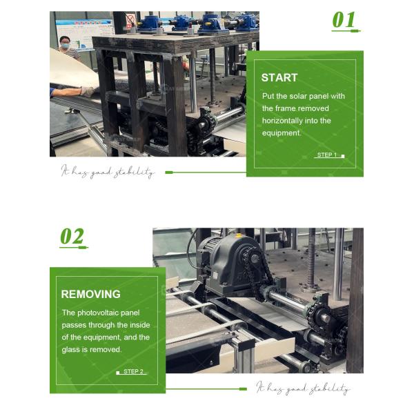 Usine de fabrication de panneaux photovoltaïques machine de recyclage du verre avec dimension de la machine 4 2 * 1,6 * 2,5m